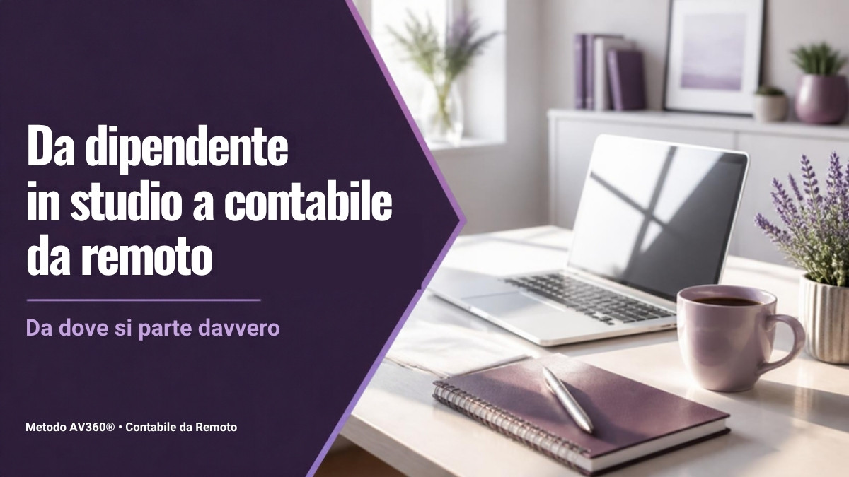 Scrivania di casa con laptop: da dipendente in studio a contabile da remoto